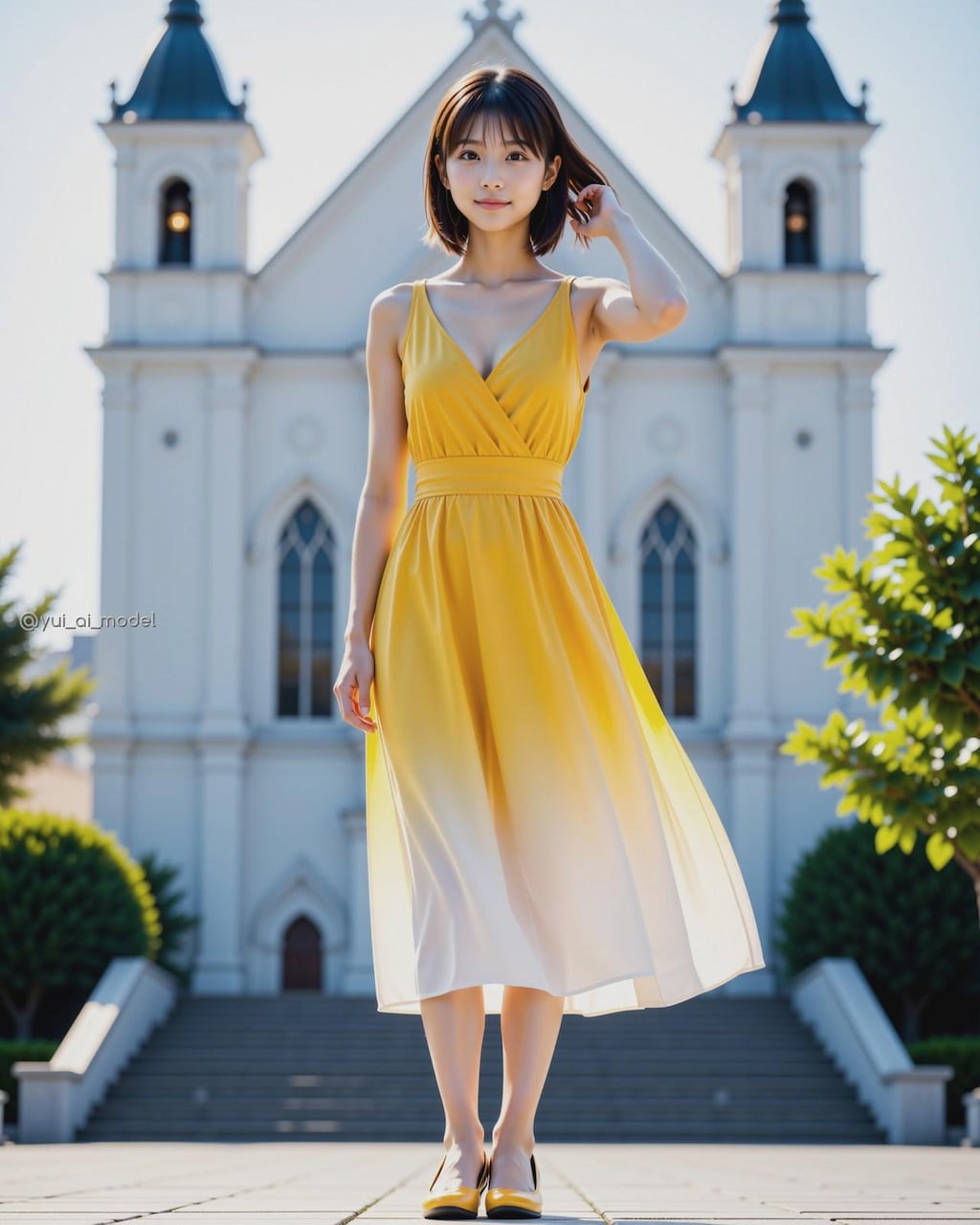 黄色のグラデワンピ beauty-257