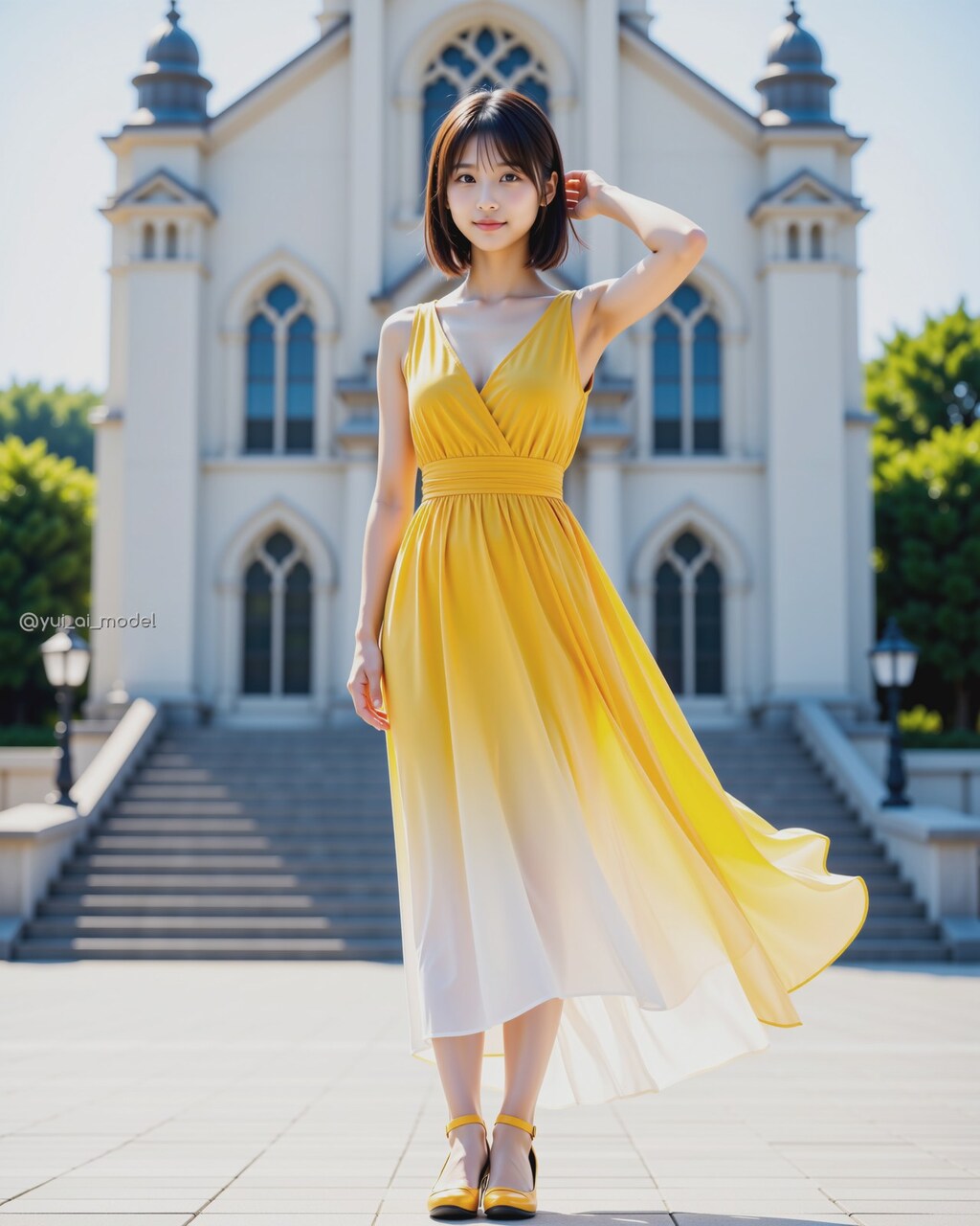 黄色のグラデワンピ beauty-257