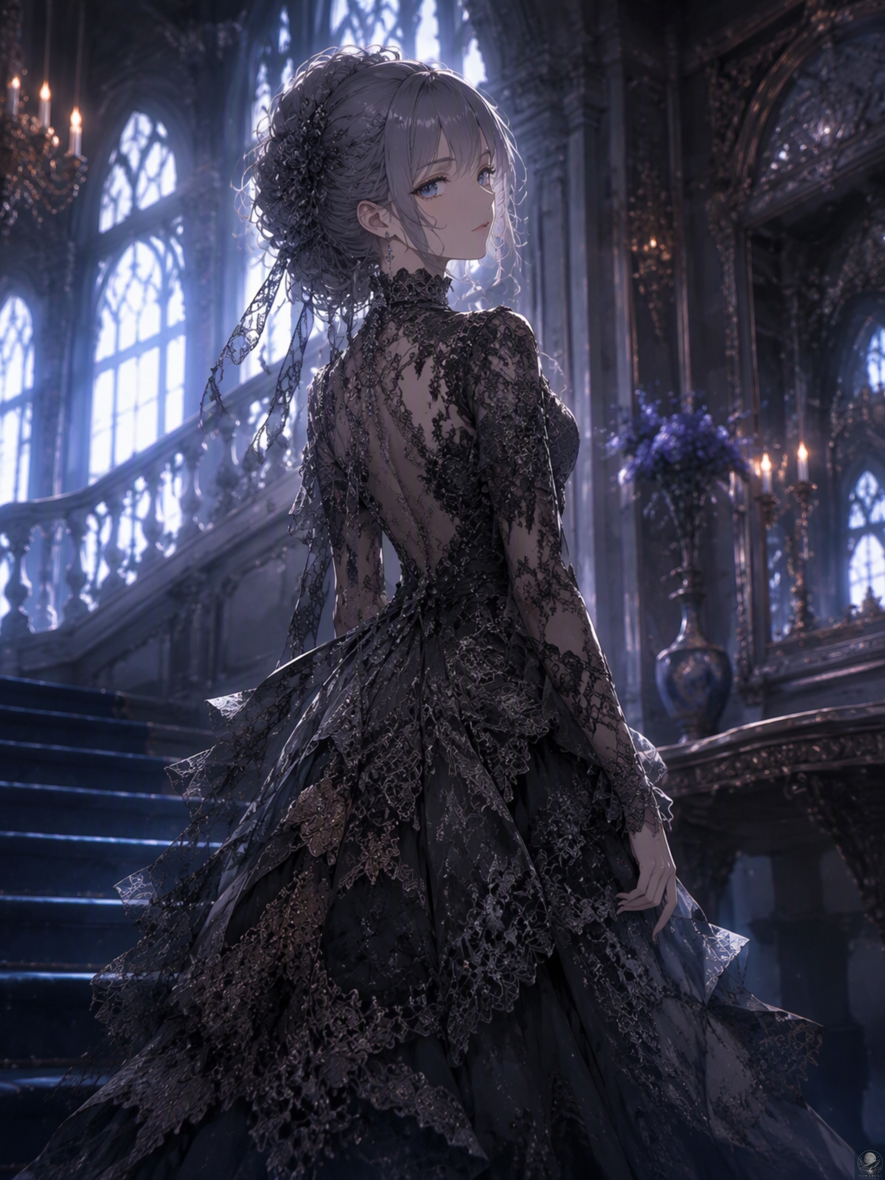 振り返る黒の貴婦人 | の人気AIイラスト・グラビア