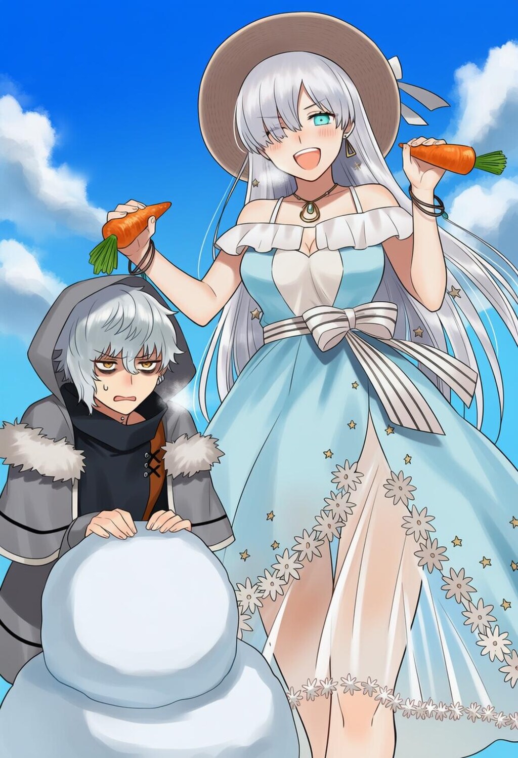 雪だるま作る水着コスプレ皇女人妻
