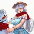 雪だるま作る水着コスプレ皇女人妻 10枚目