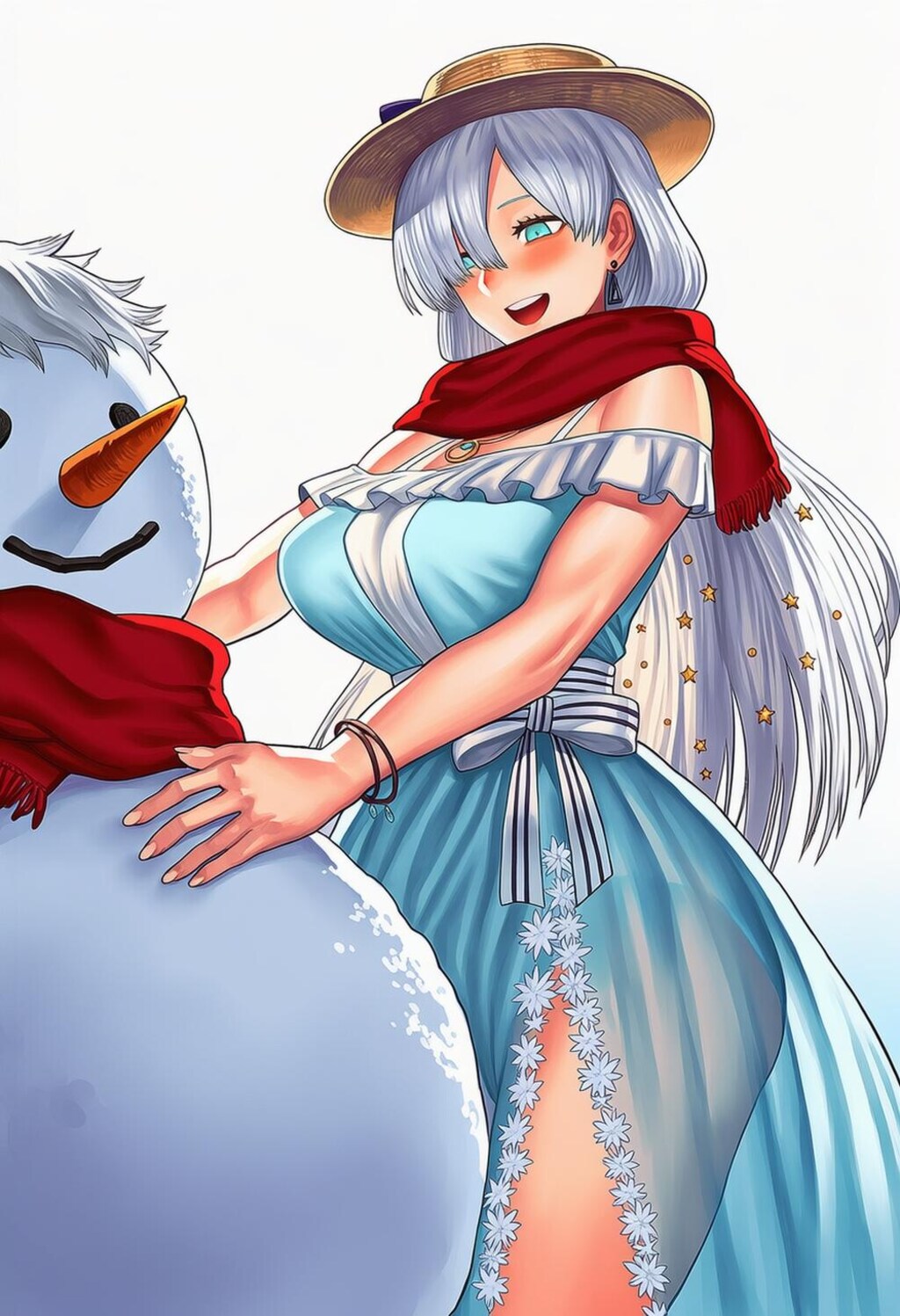 雪だるま作る水着コスプレ皇女人妻