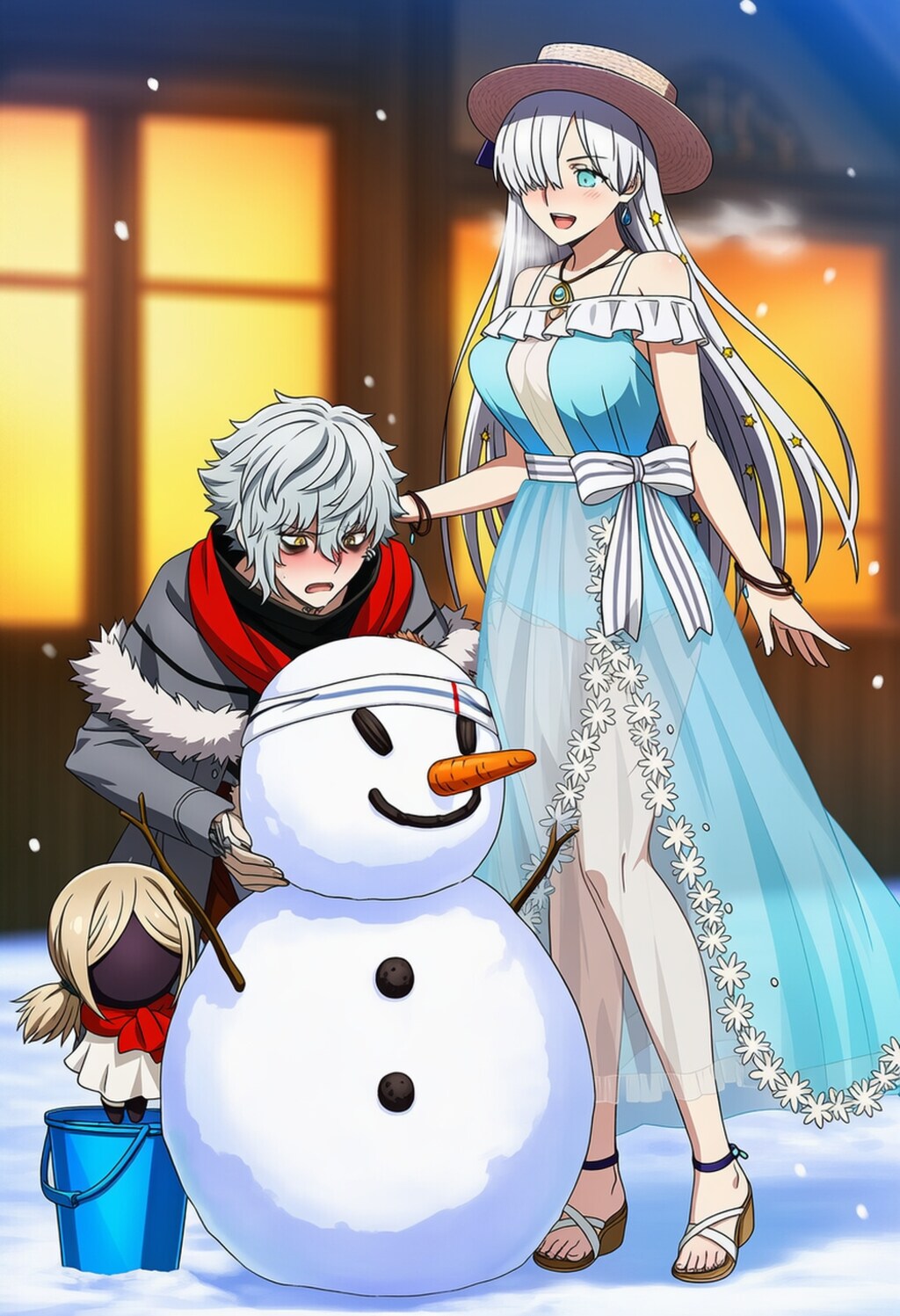 雪だるま作る水着コスプレ皇女人妻