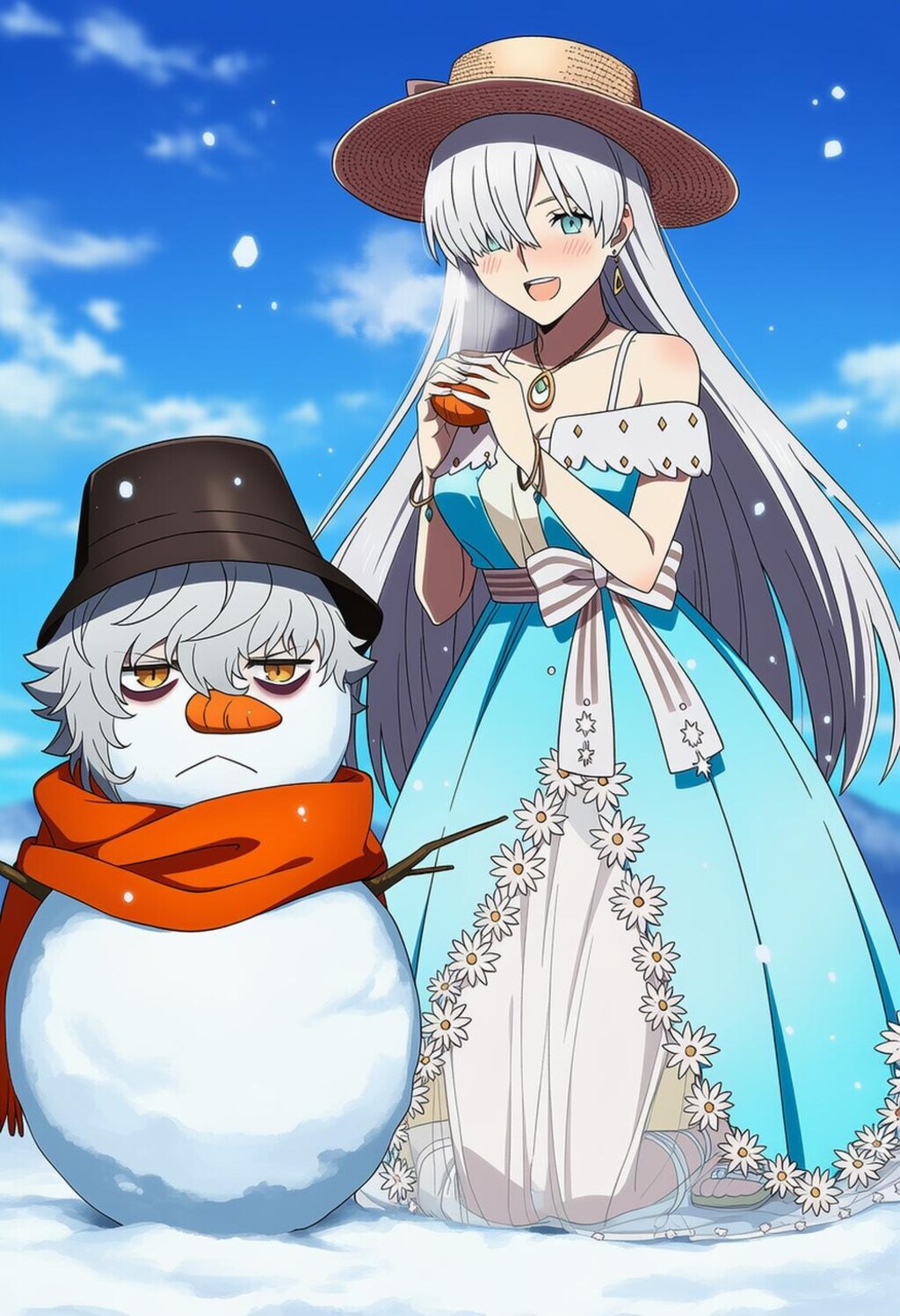 雪だるま作る水着コスプレ皇女人妻