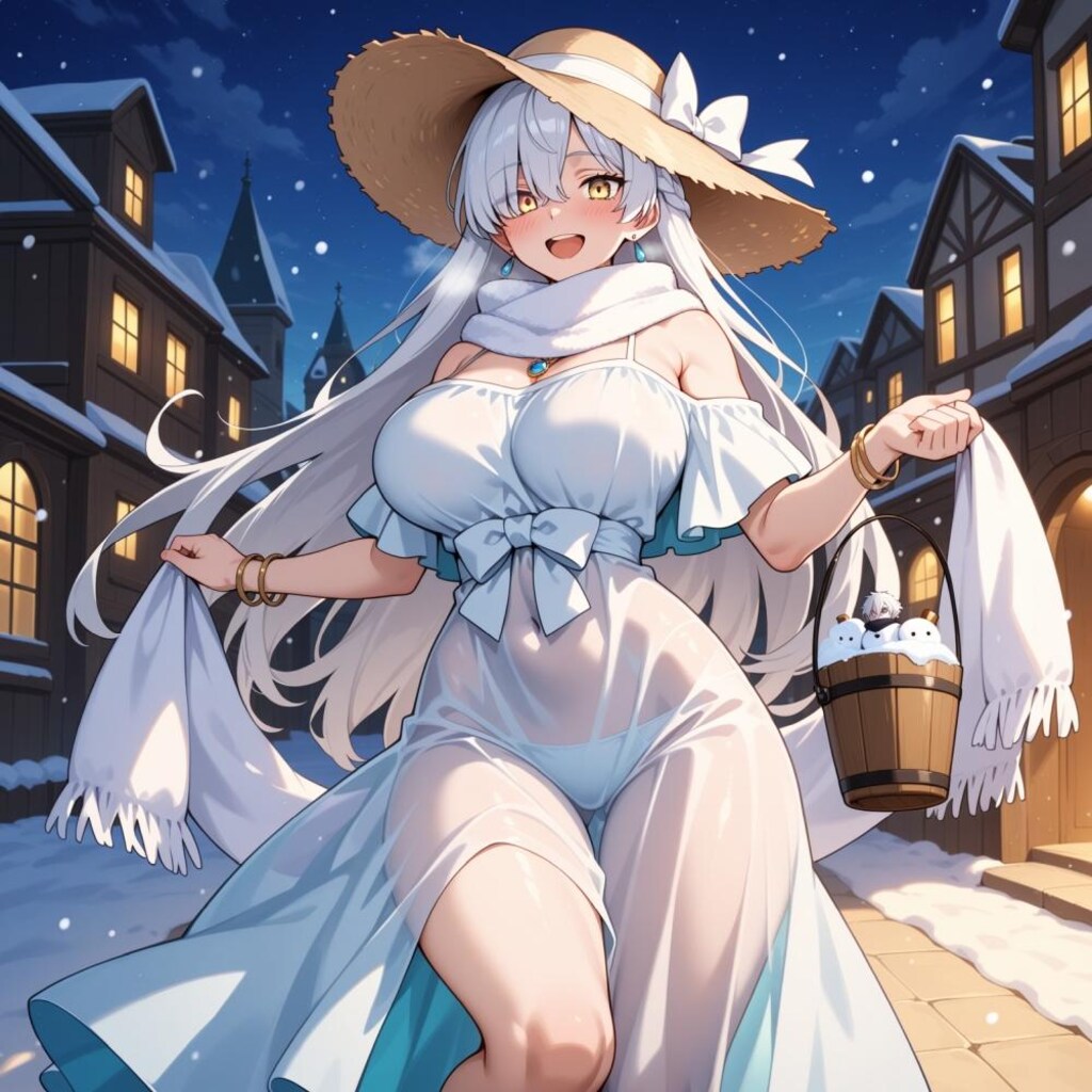 雪だるま作る水着コスプレ皇女人妻