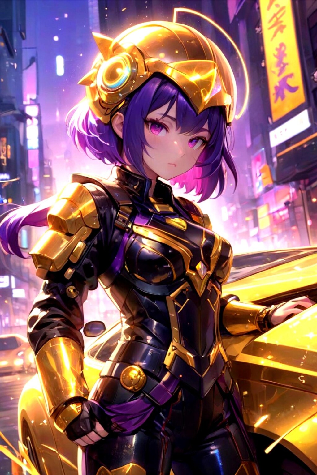 サイバーパンクで紫髪ちゃん