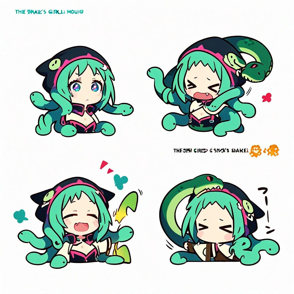 ヘビに噛まれるちびっこメデューサ