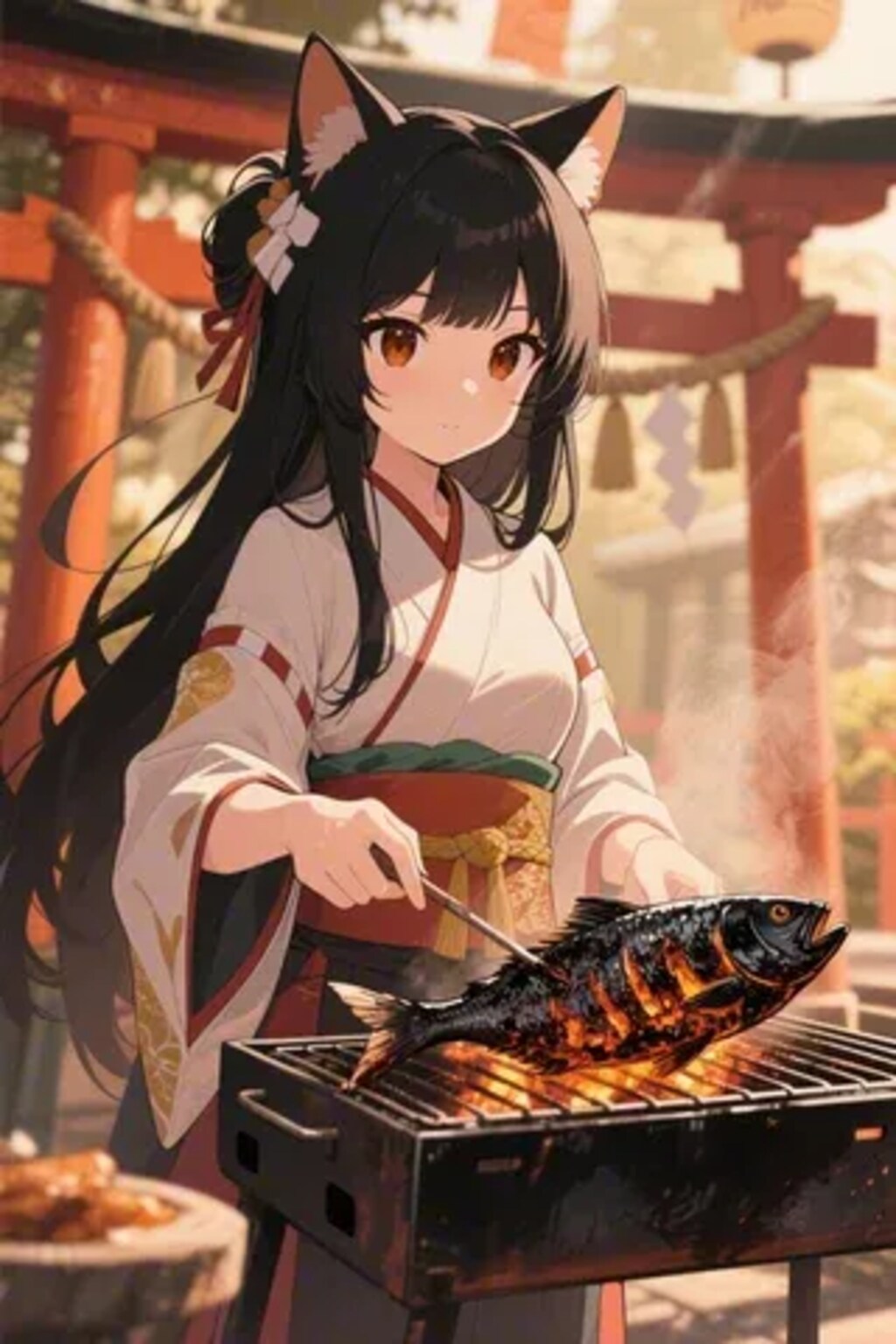 おさかにゃを焼くさくらちゃん