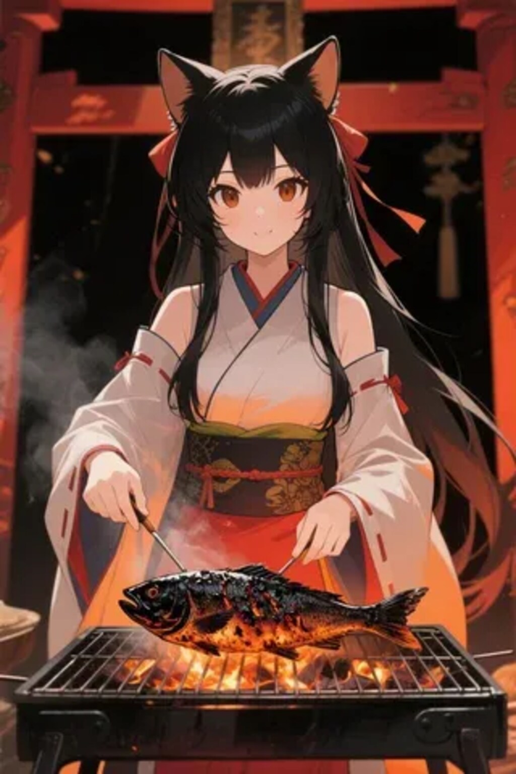 おさかにゃを焼くさくらちゃん