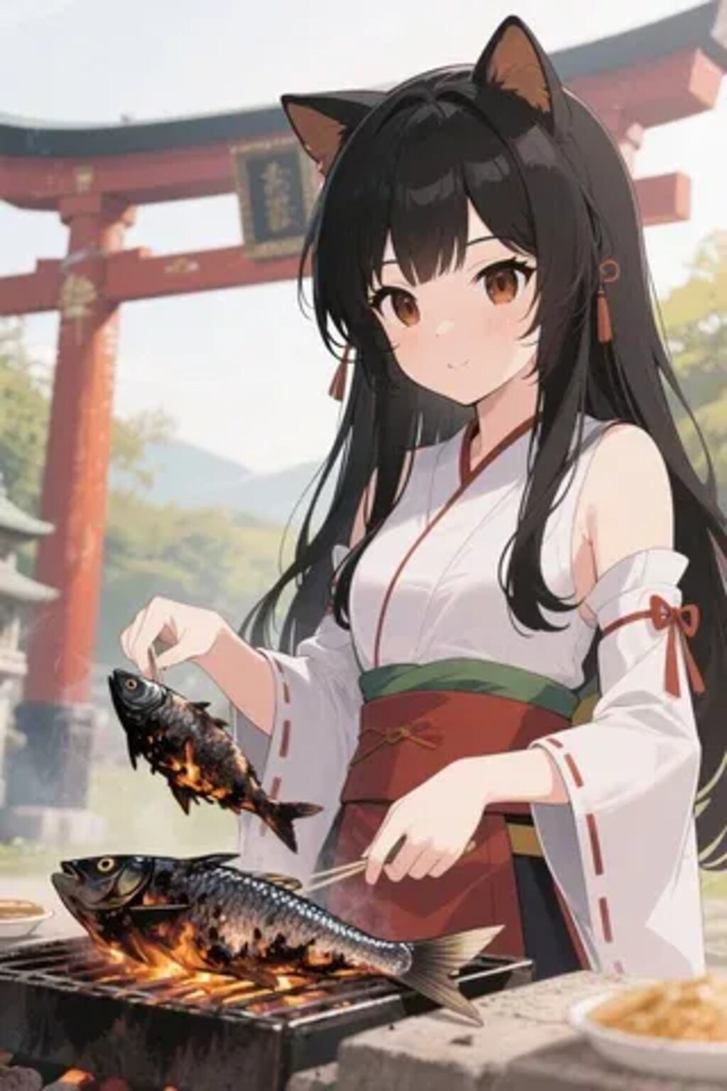 おさかにゃを焼くさくらちゃん