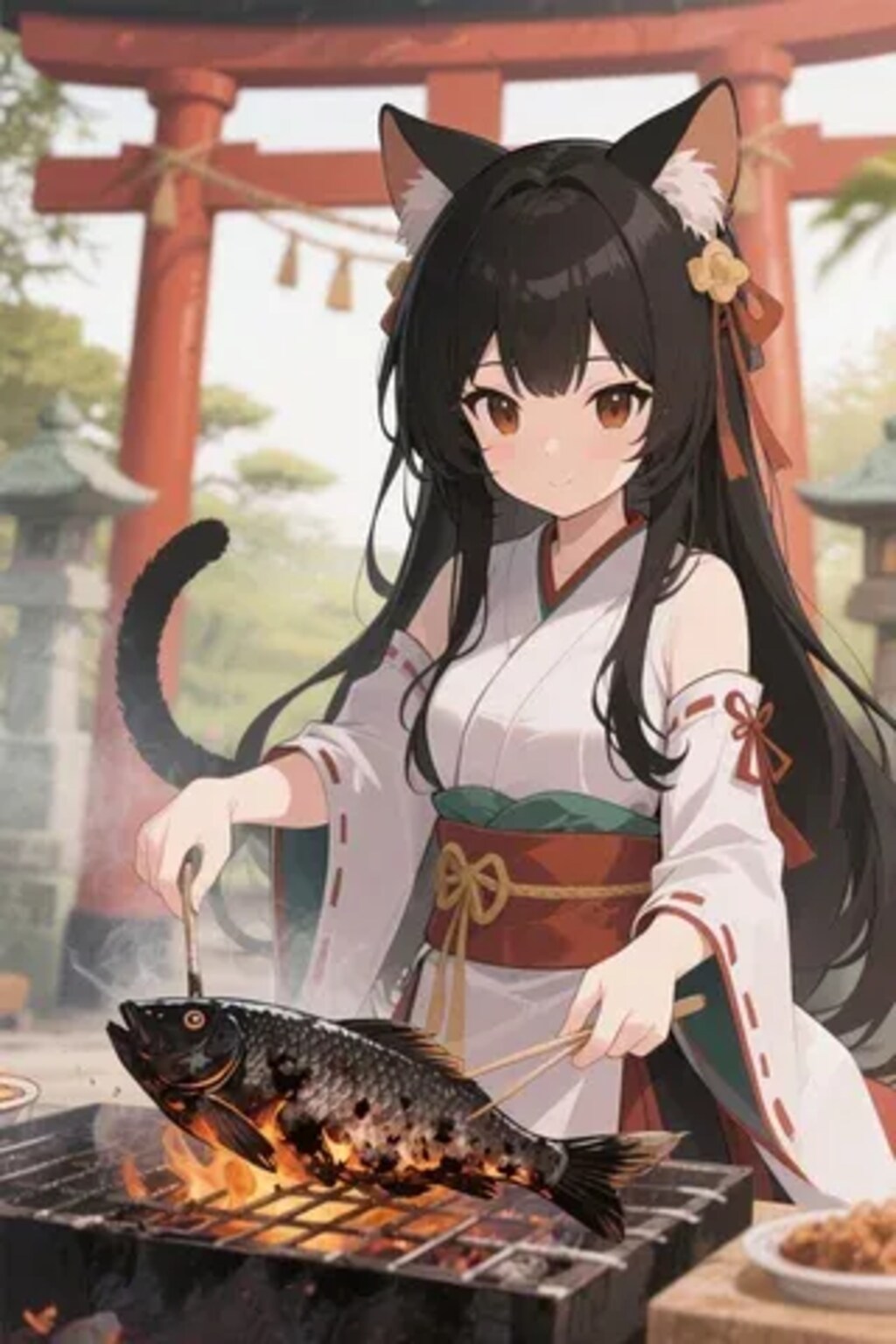 おさかにゃを焼くさくらちゃん