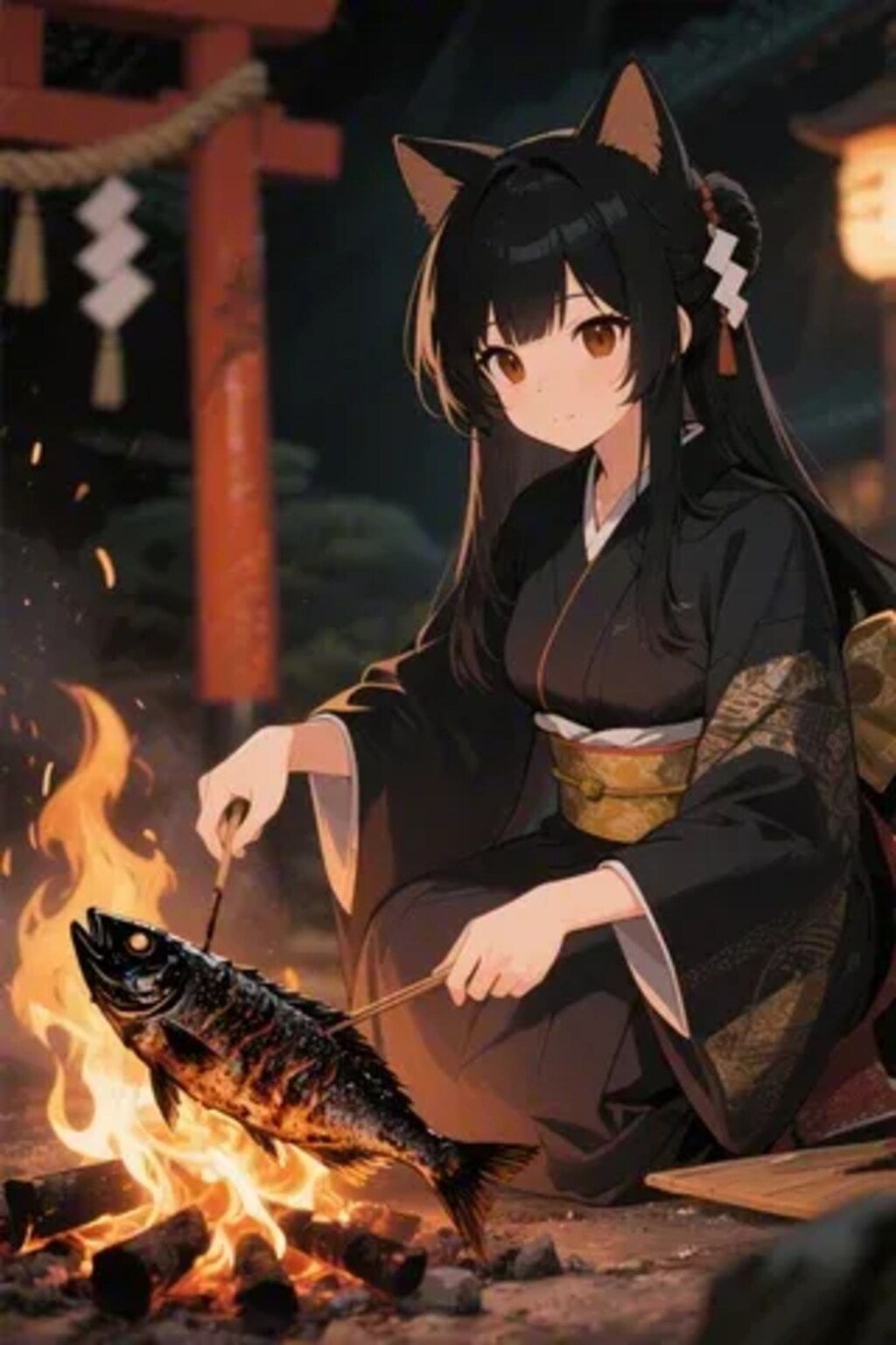 おさかにゃを焼くさくらちゃん