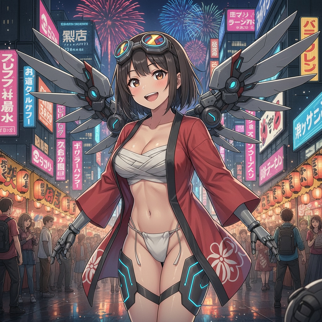 gemini2.5flashでサイバーパンクメカお祭り娘260729