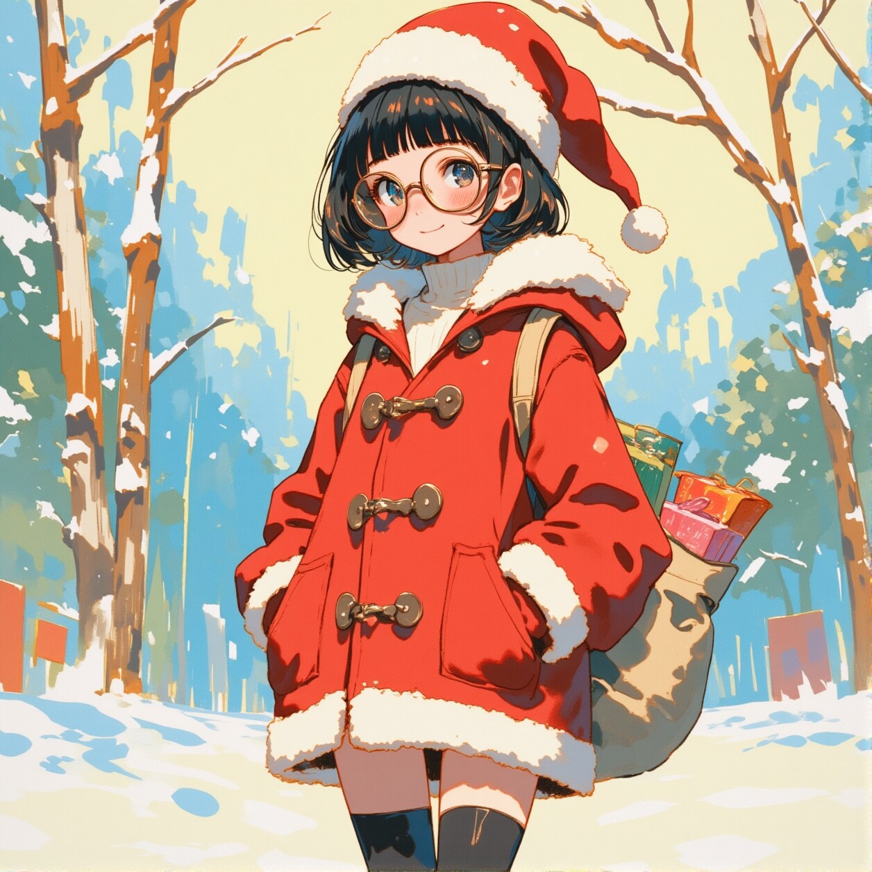 めがねサンタちゃん | の人気AIイラスト・グラビア