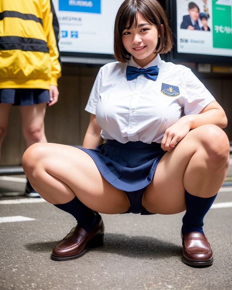 路上ガニ股JK