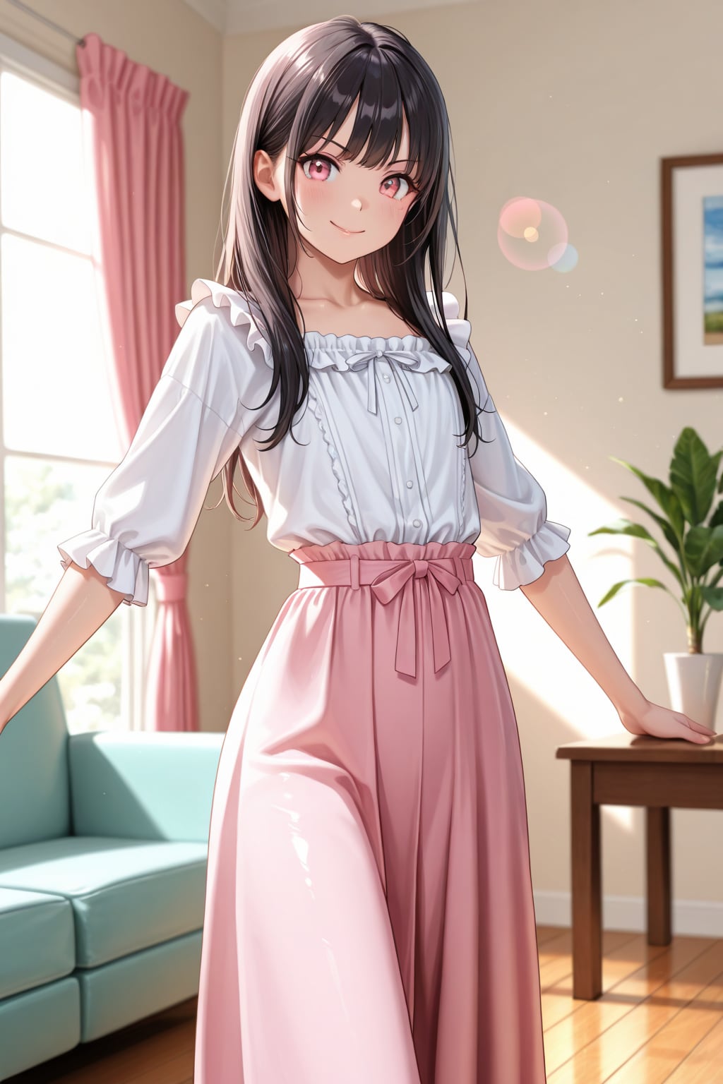 「みてみて、可愛いロングスカート♡」
