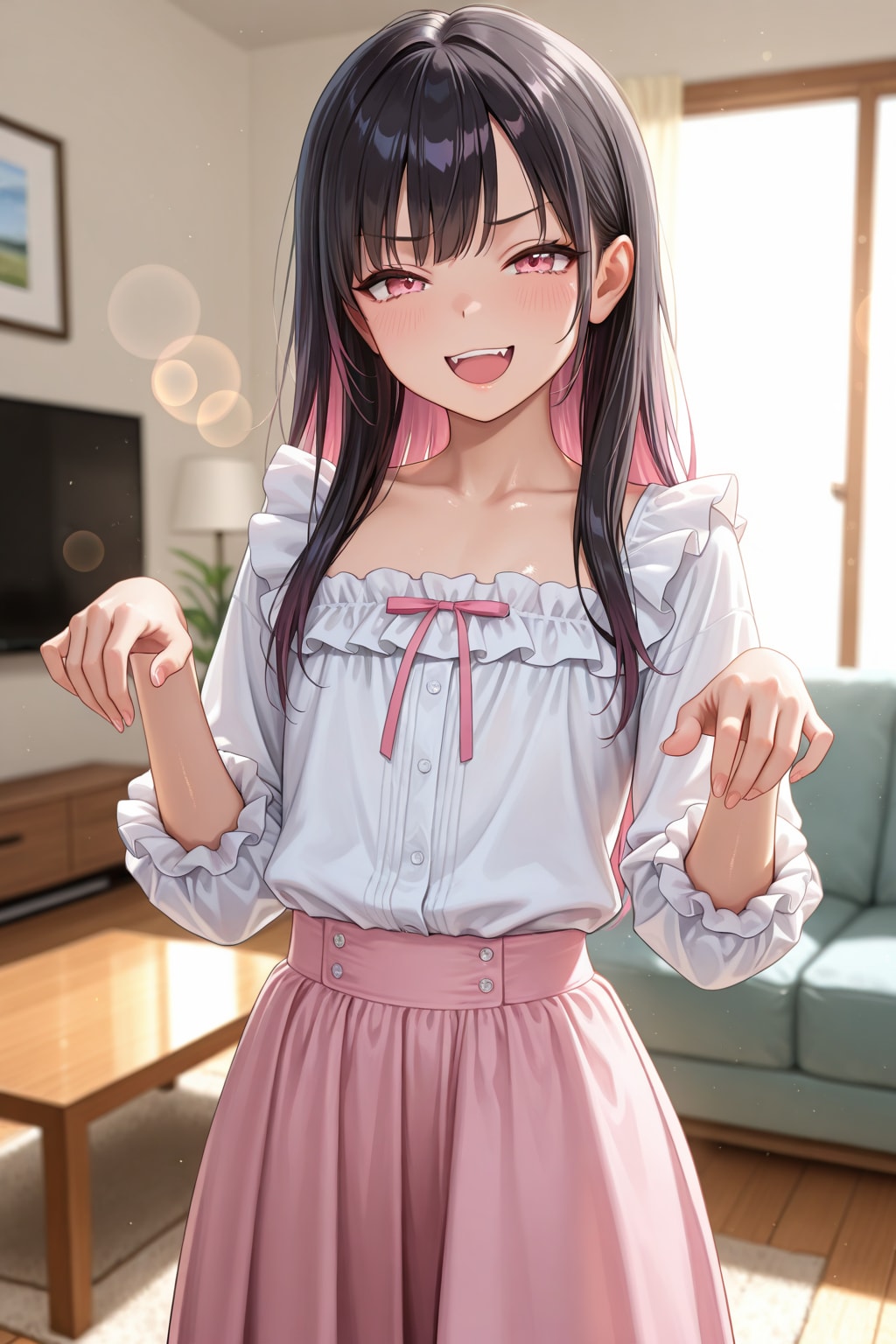 「みてみて、可愛いロングスカート♡」