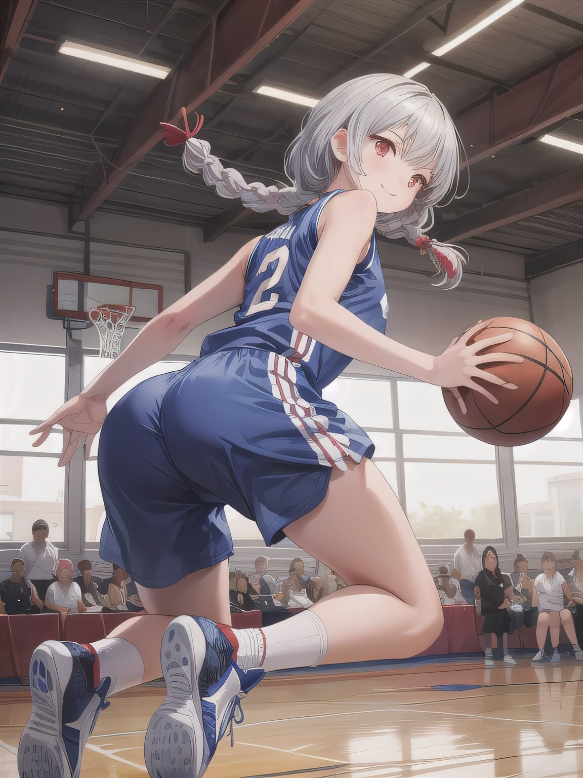 銀髪ポニテでユニフォームの少女 | の人気AIイラスト・グラビア