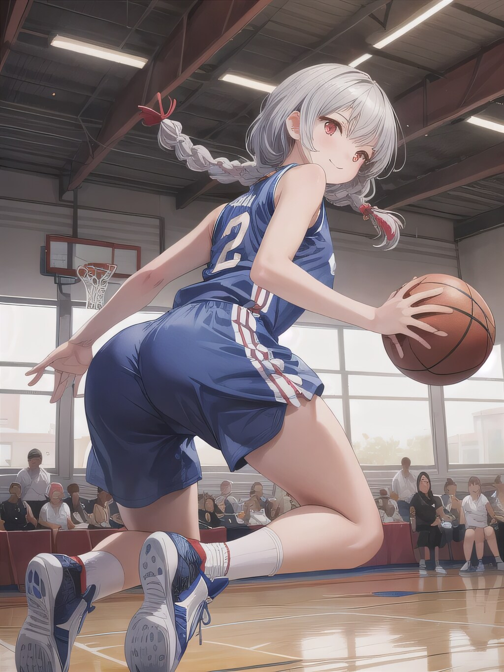 銀髪ポニテでユニフォームの少女