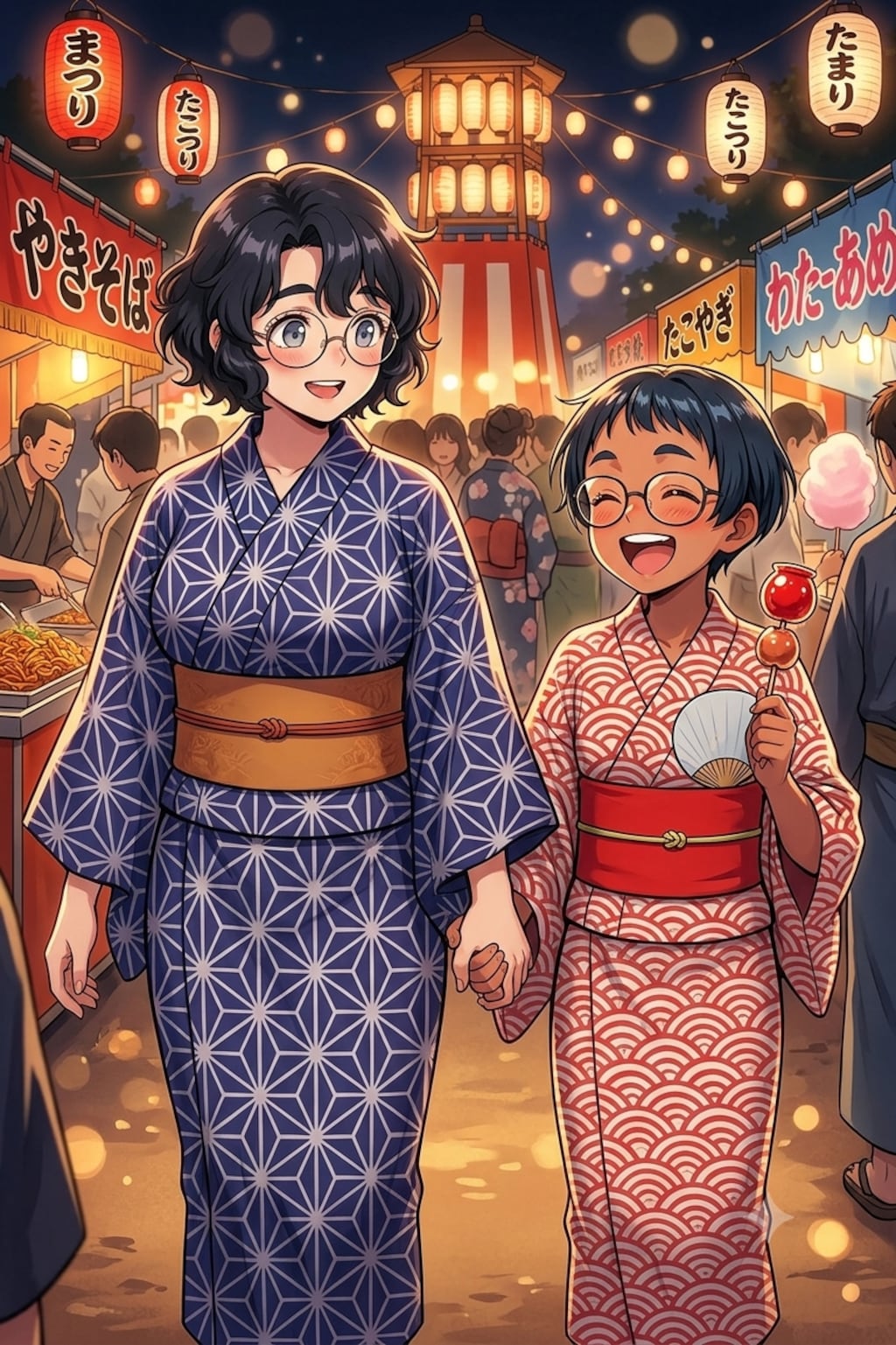 にこたま姉妹 お祭りへ行く