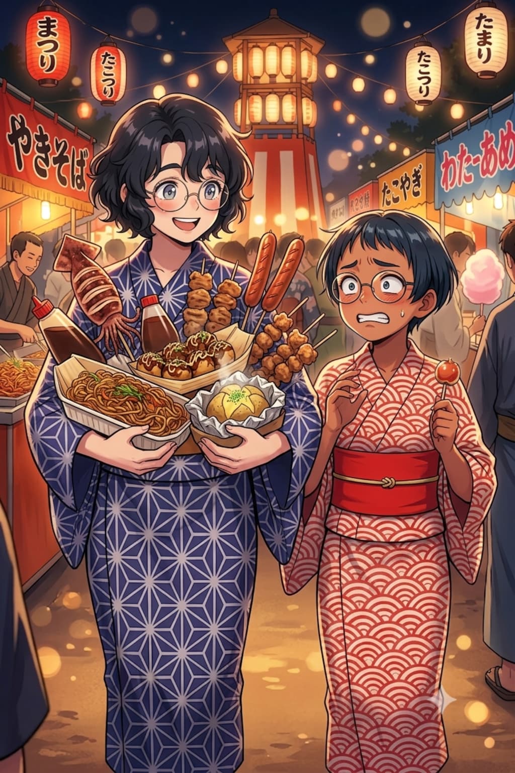 にこたま姉妹 お祭りへ行く