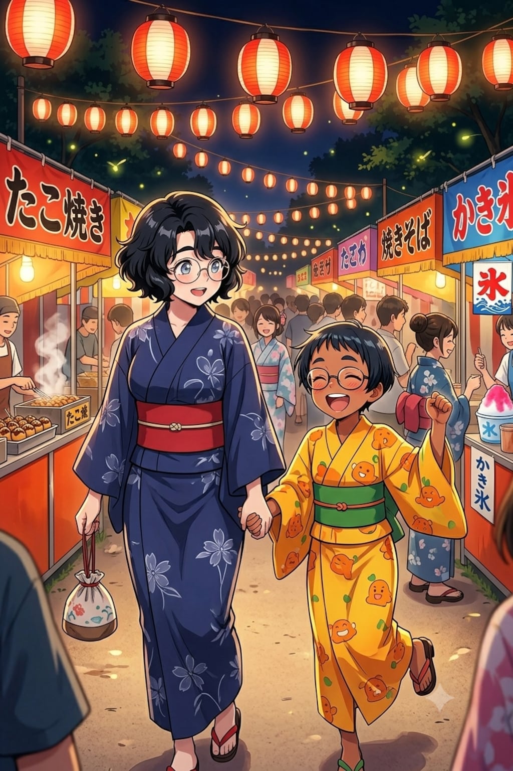にこたま姉妹 お祭りへ行く