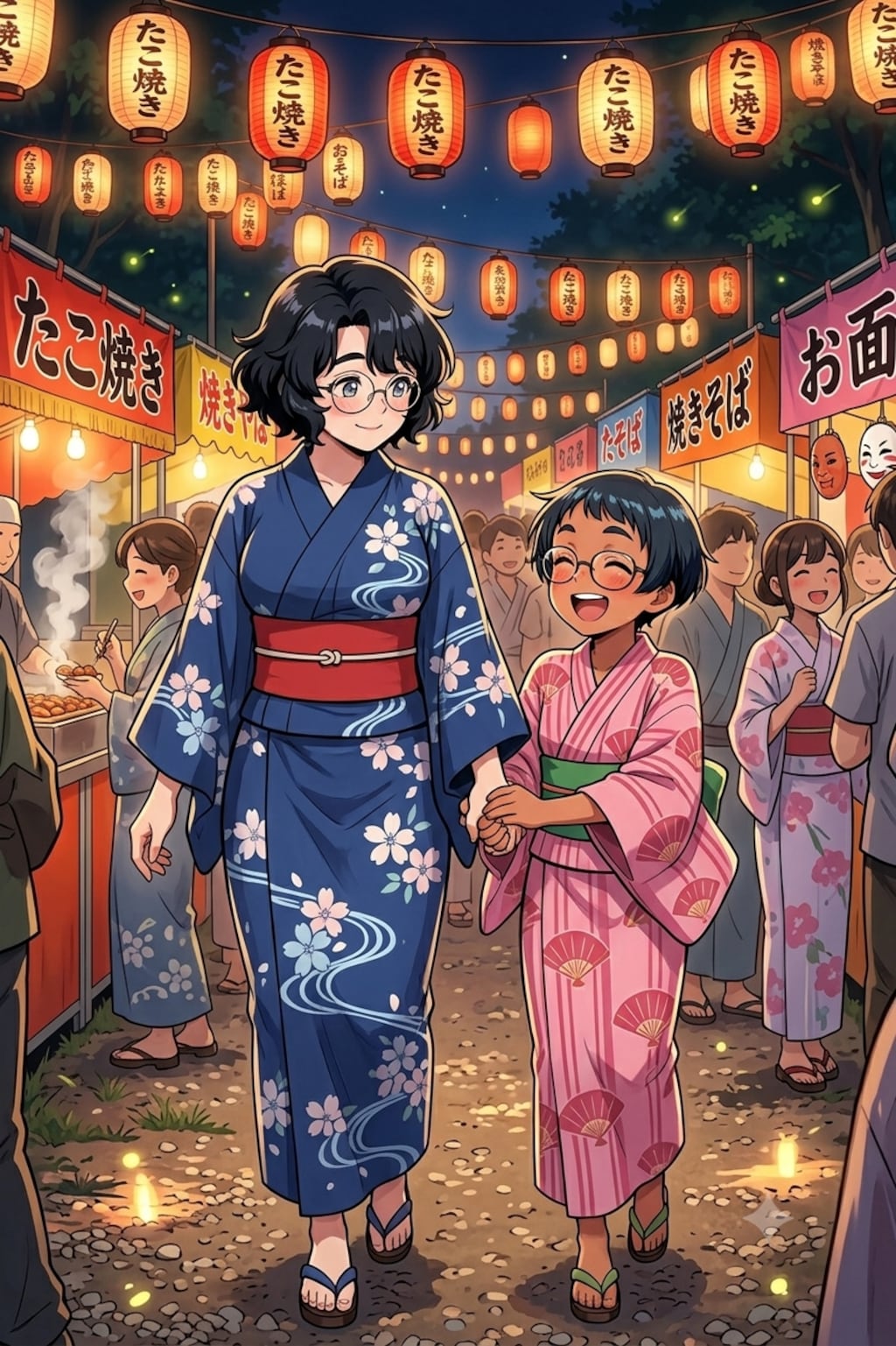 にこたま姉妹 お祭りへ行く