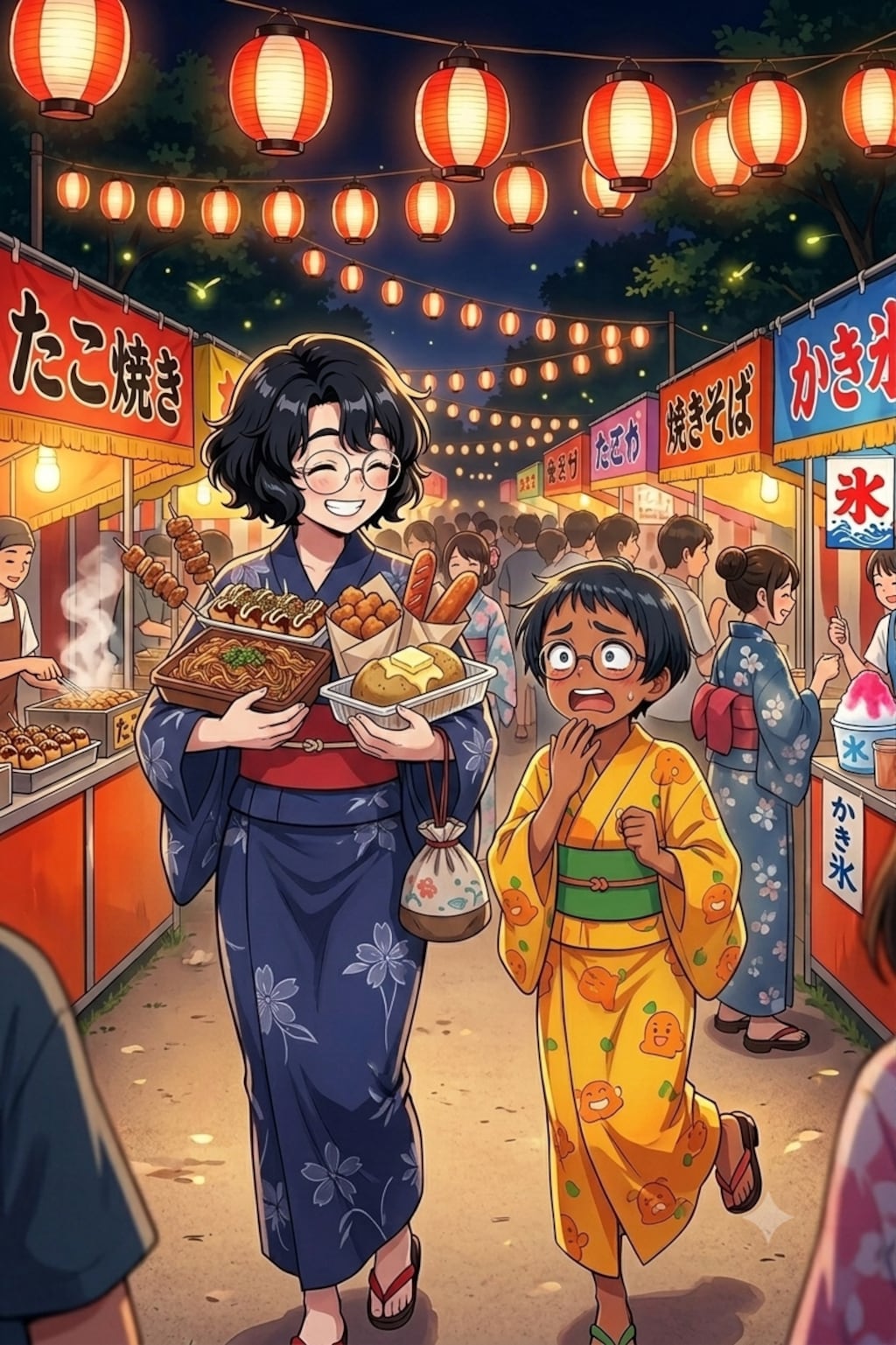 にこたま姉妹 お祭りへ行く