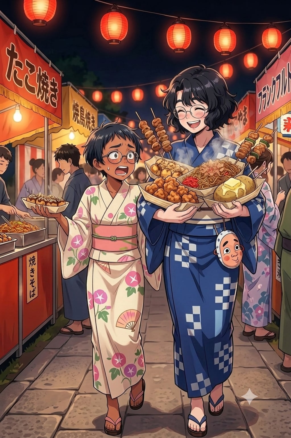 にこたま姉妹 お祭りへ行く