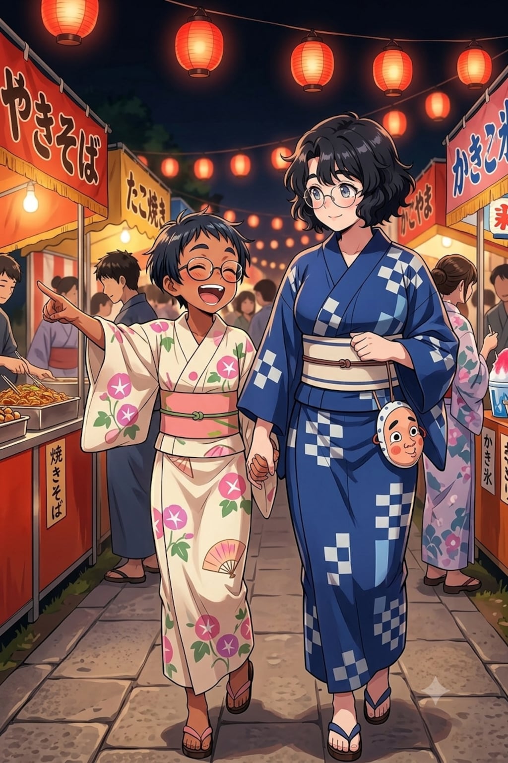にこたま姉妹 お祭りへ行く
