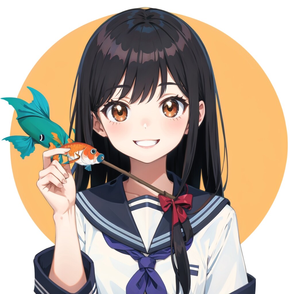 金魚をつまむ女学生