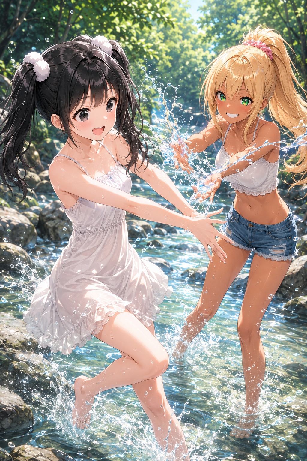 清流で水遊び♪