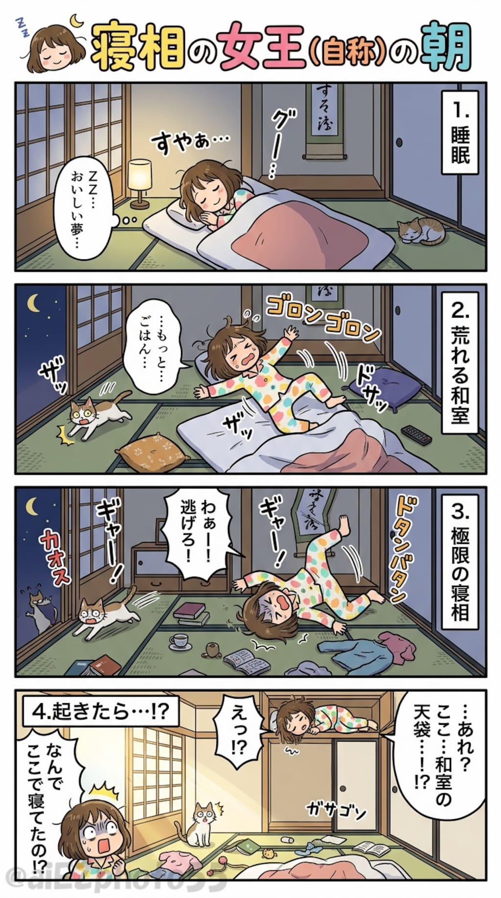 寝相の女王（自称）の朝