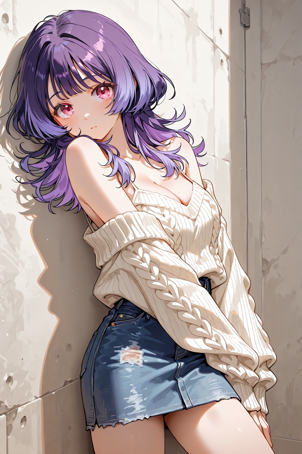 壁にもたれて立っている美少女 | の人気AIイラスト・グラビア