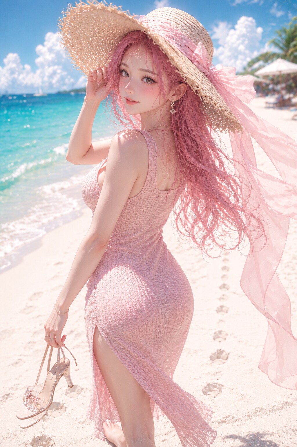 落果ちゃんは、白浜の海で、あなたの視線を独り占めしたい