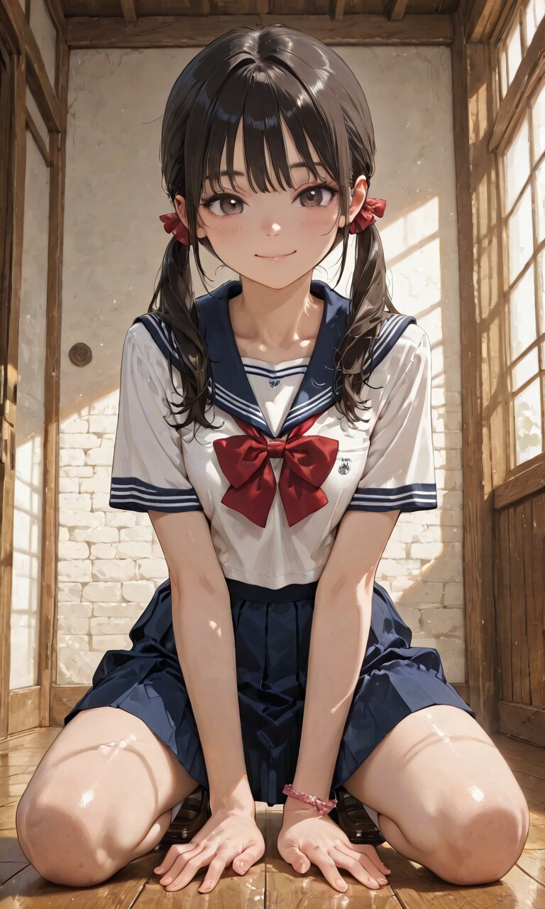 おさげの女子高生 | の人気AIイラスト・グラビア