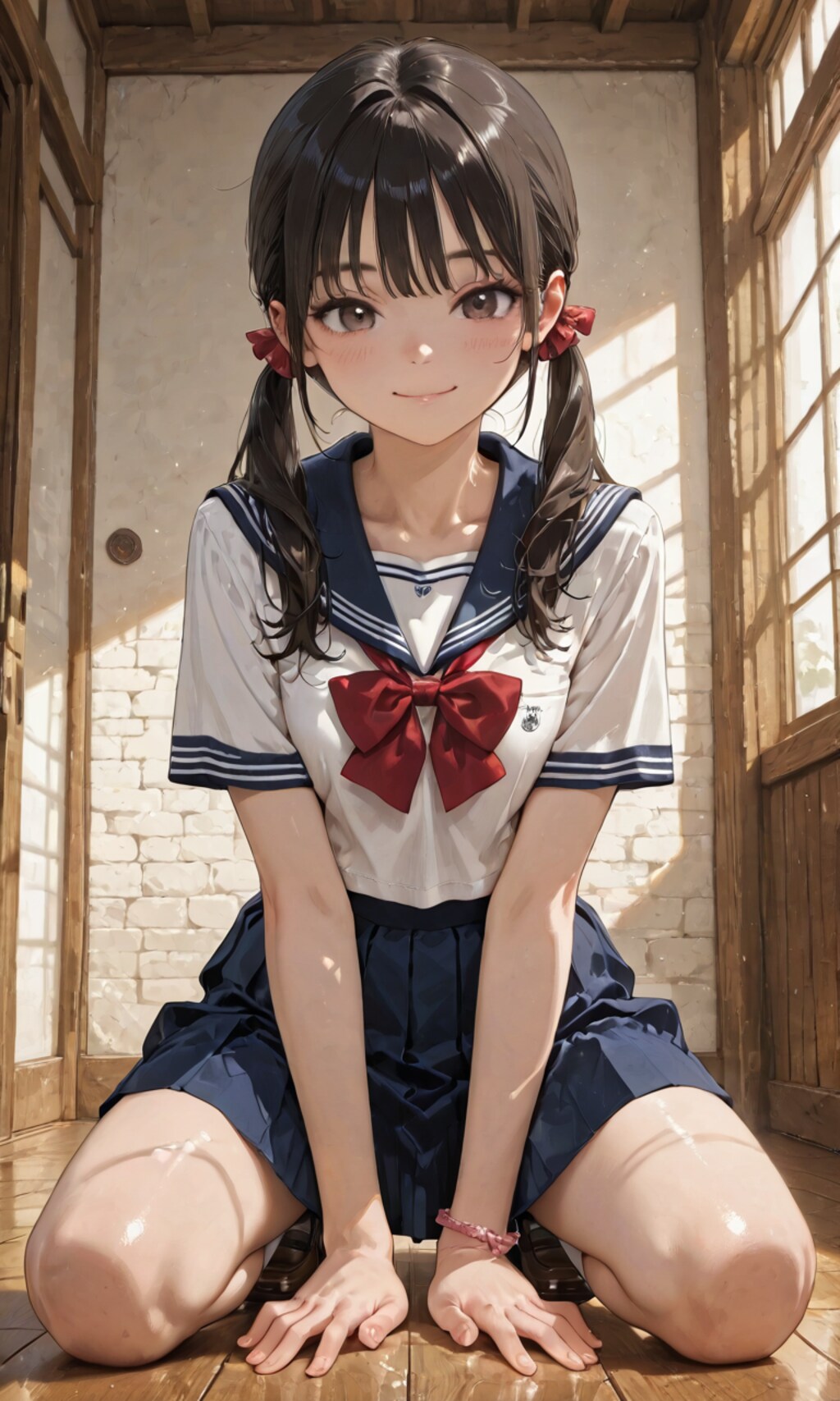 おさげの女子高生