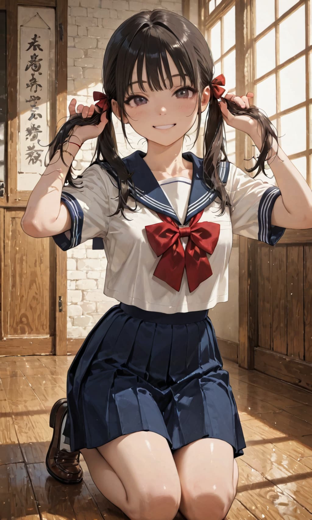 おさげの女子高生