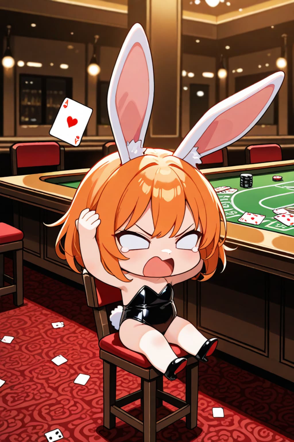 カードと共に散る白目ちゃん