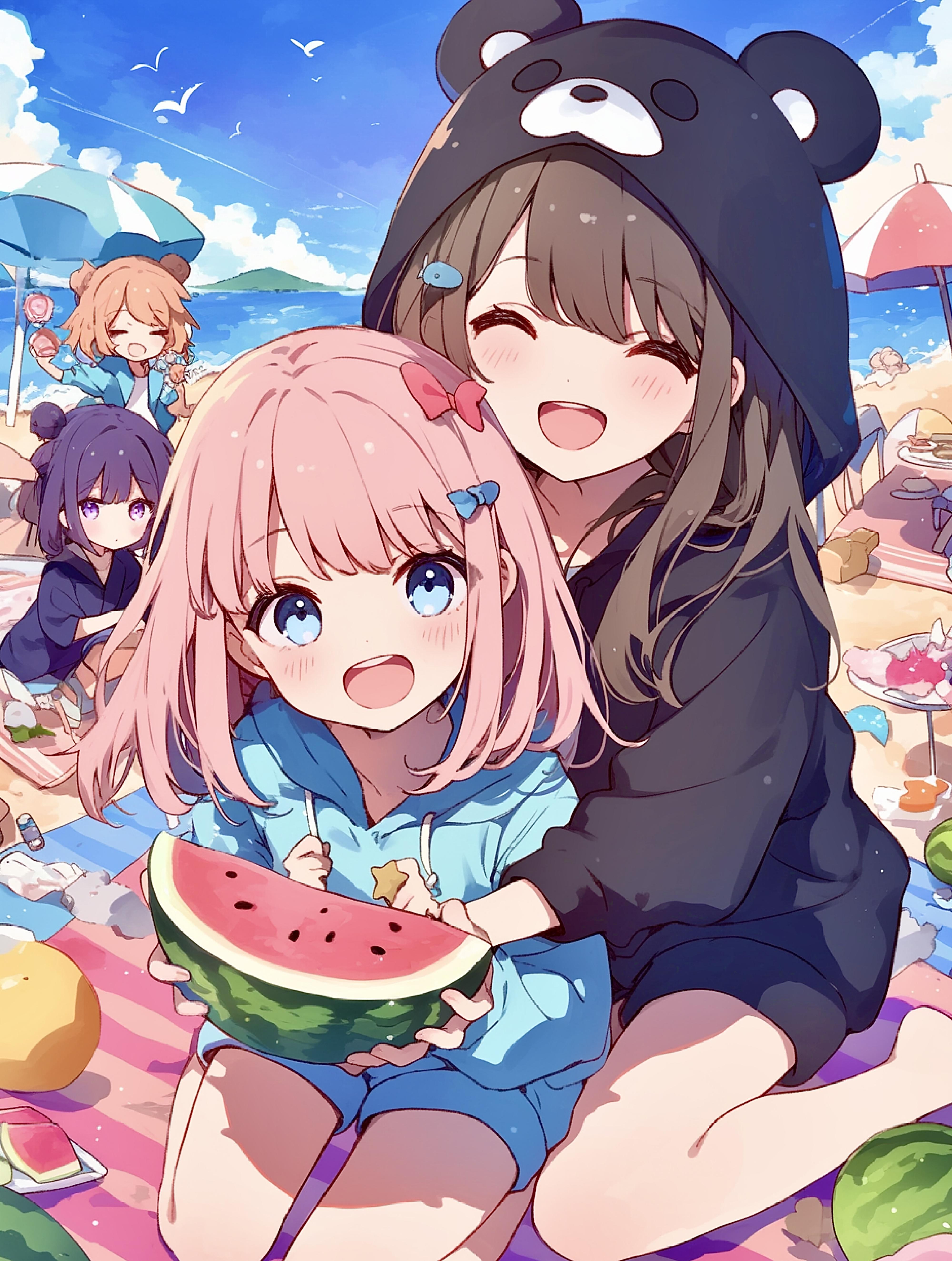 くま娘✖︎スイカ②🐾 | の人気AIイラスト・グラビア