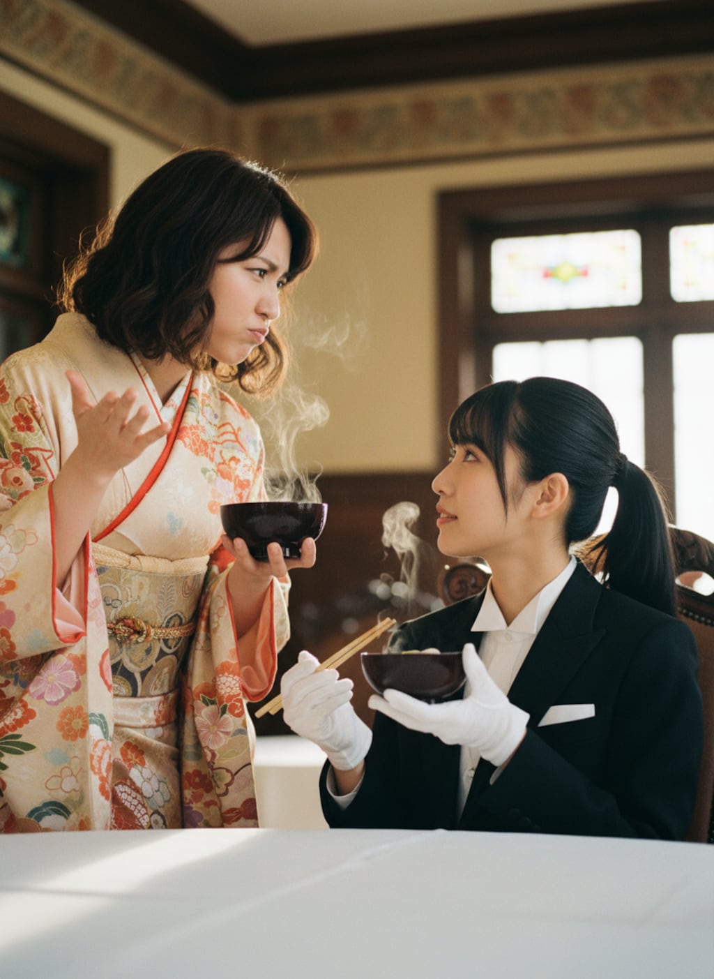 雑煮でケンカする2人