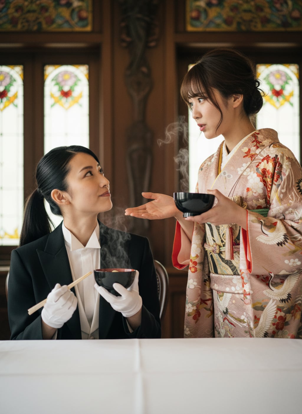 雑煮でケンカする2人