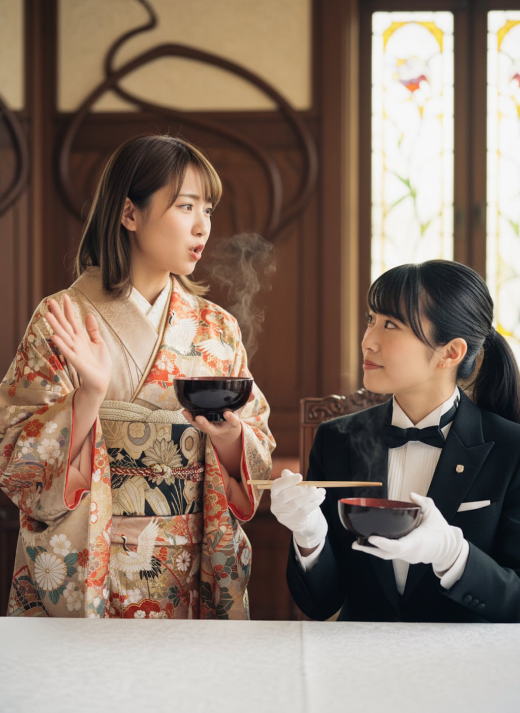 雑煮でケンカする2人