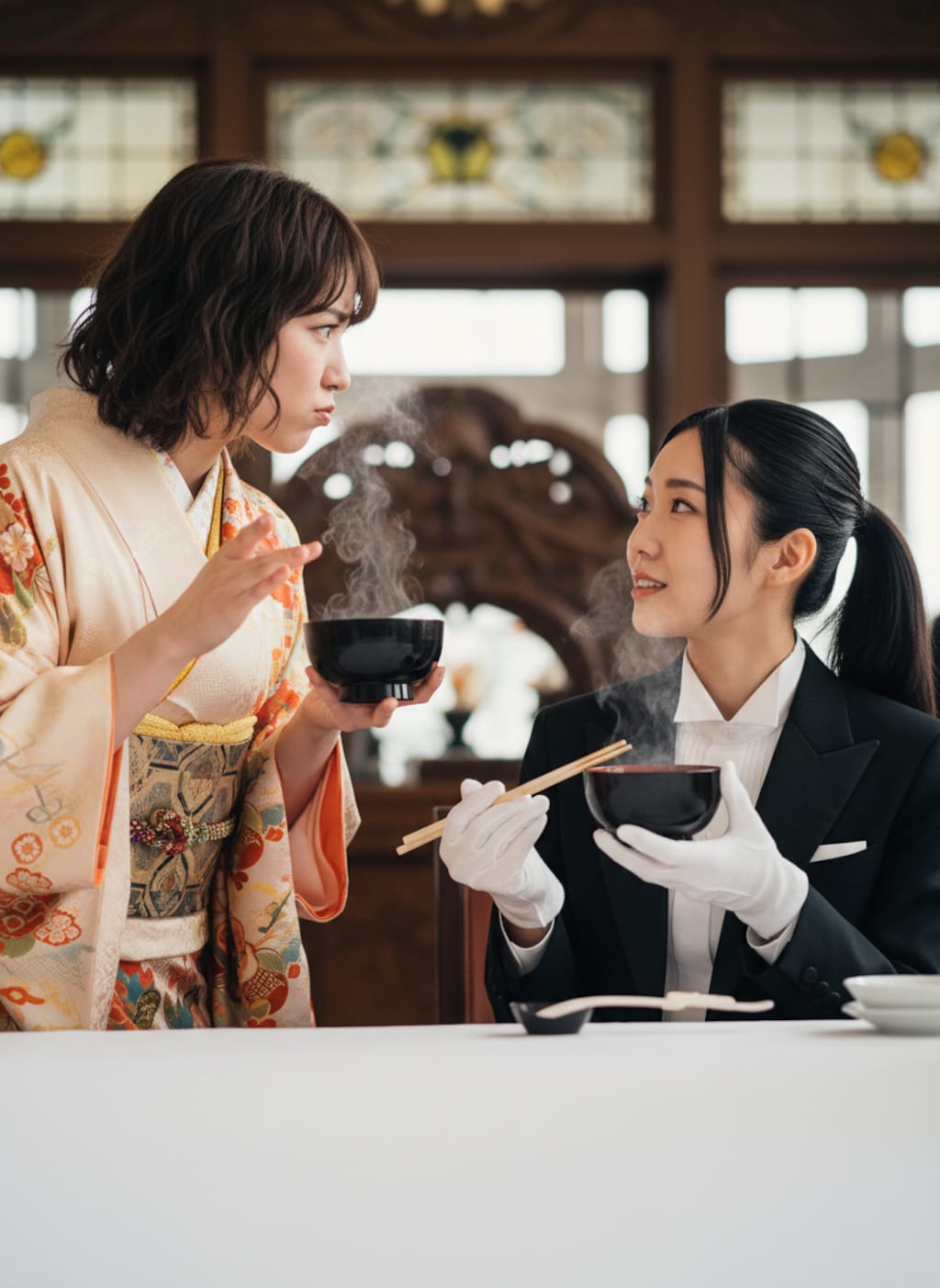 雑煮でケンカする2人