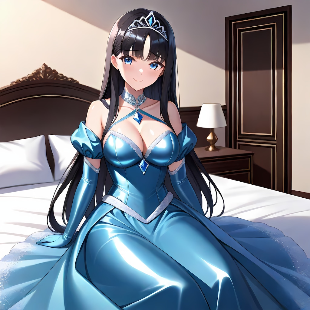 光沢空色ドレス