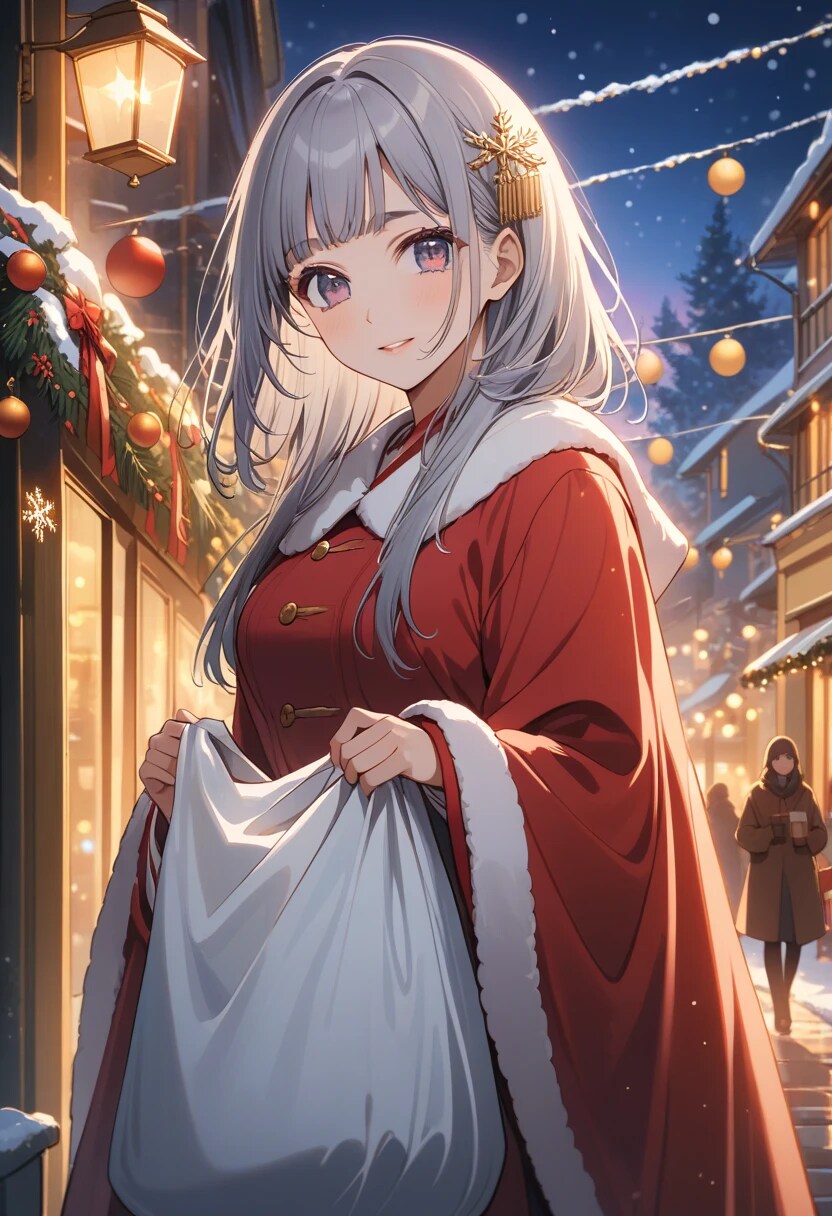 銀髪ロングでサンタ衣装の少女５ | の人気AIイラスト・グラビア