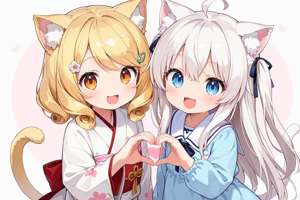 ピナちゃんとケモ神様の髪型と服を入れ替えてみた