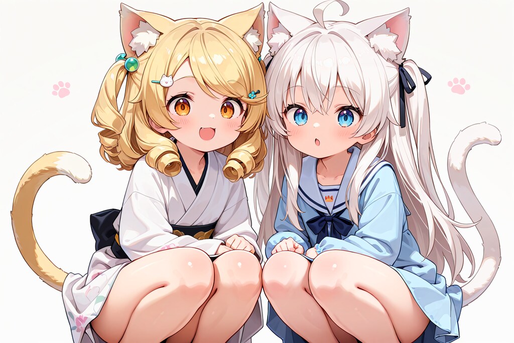 ピナちゃんとケモ神様の髪型と服を入れ替えてみた