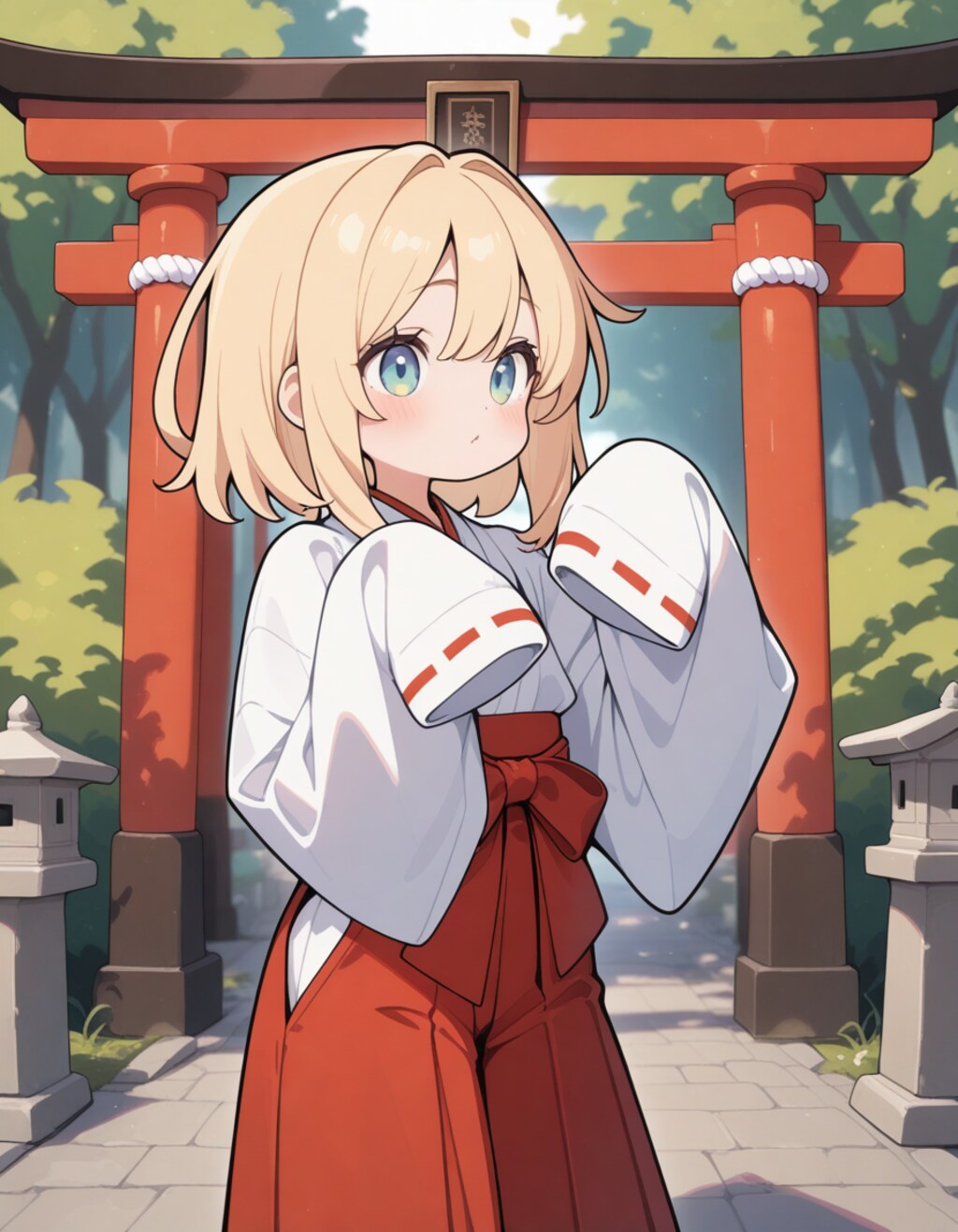 萌え袖巫女さん