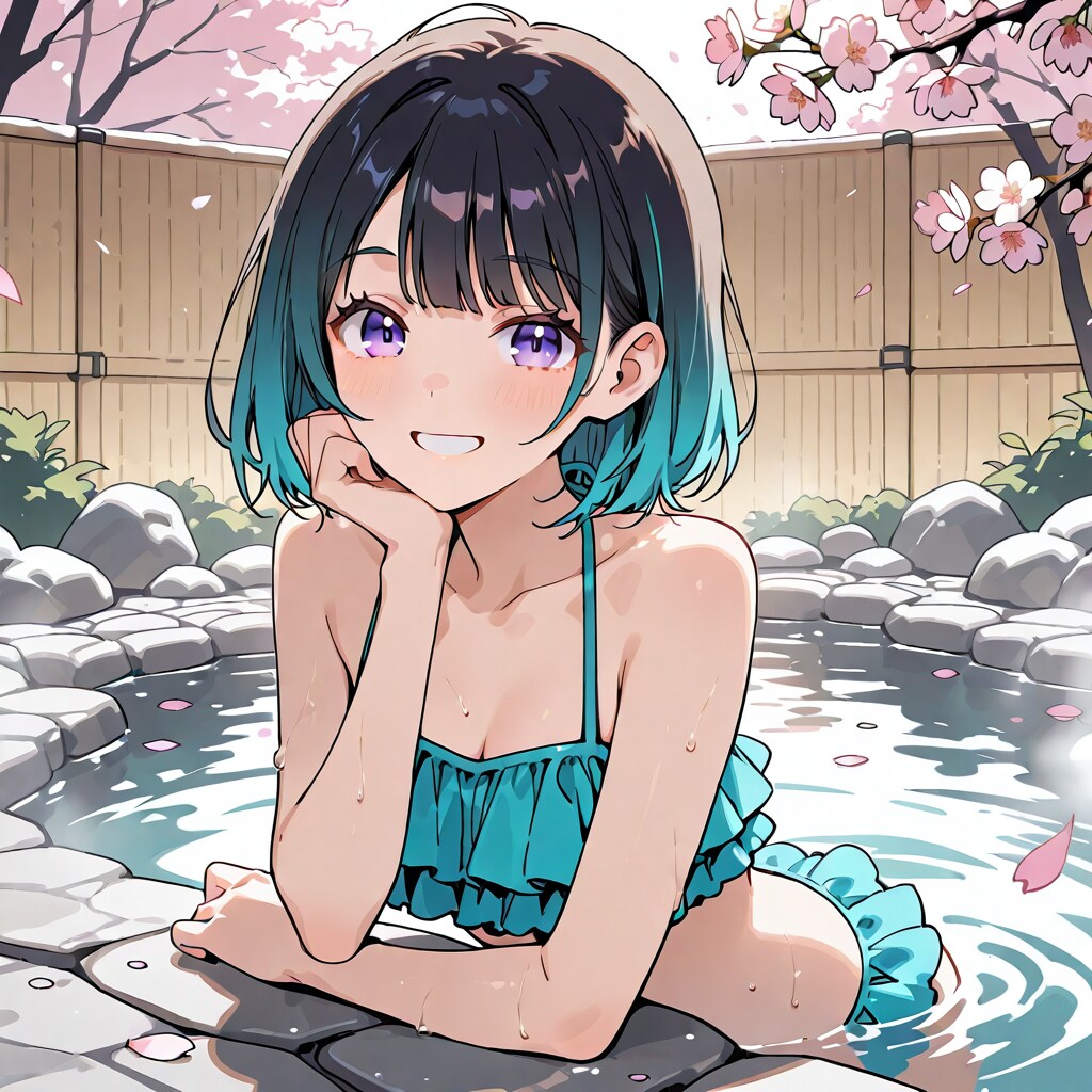温泉と桜と水着